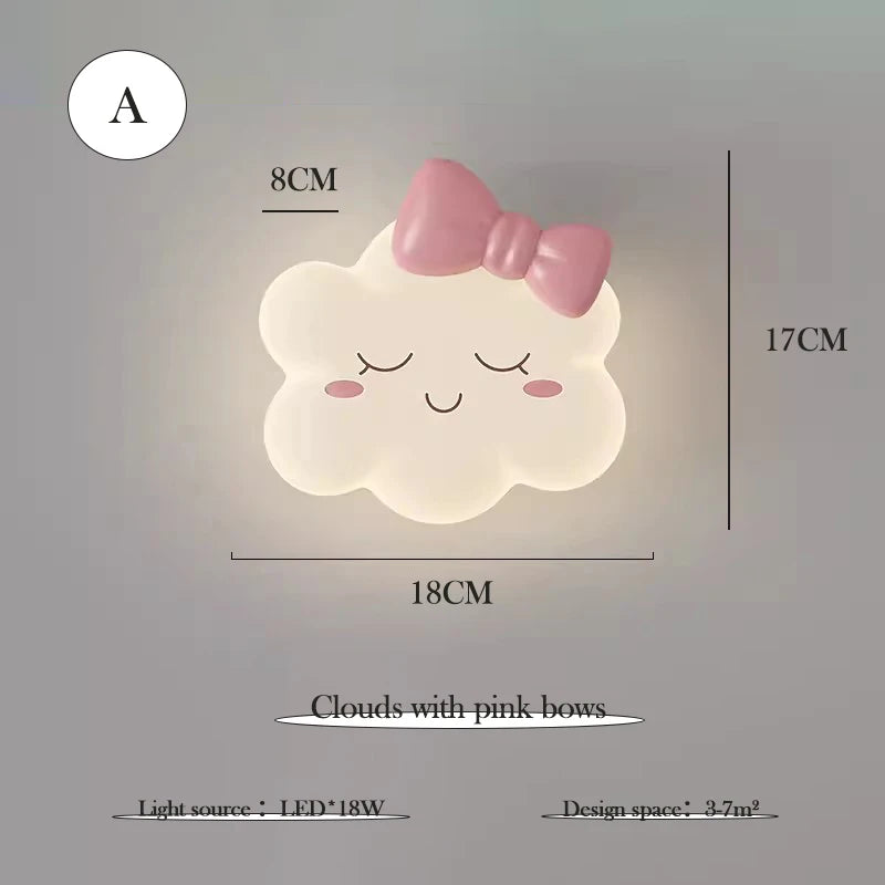 Pink Bow Cloud Wall Lamp – Kids Room