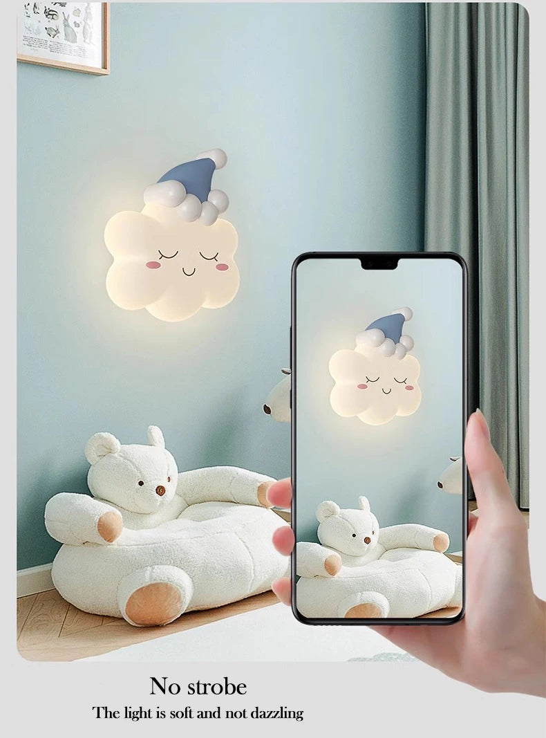 Pink Bow Cloud Wall Lamp – Kids Room