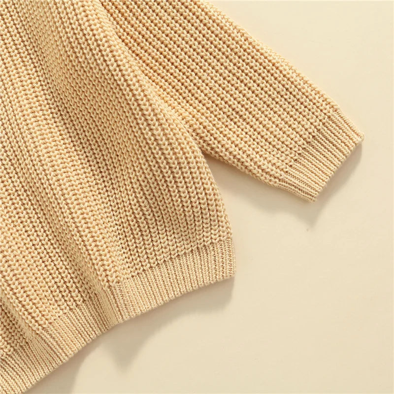 Suefunskry Newborn Baby Girl Boy Knitted Long Sleeve Autumn Winter Sweater Solid Loose Pullover Casual Tops Kids Clothes 3M-5Y