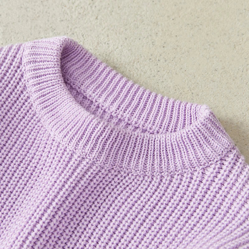 Suefunskry Newborn Baby Girl Boy Knitted Long Sleeve Autumn Winter Sweater Solid Loose Pullover Casual Tops Kids Clothes 3M-5Y