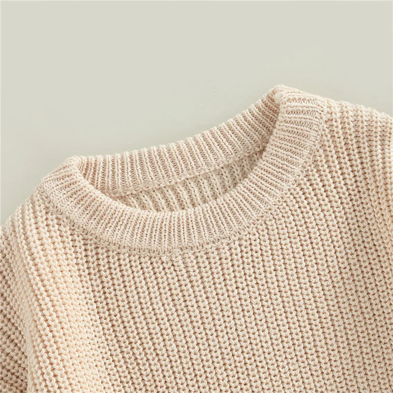 Suefunskry Newborn Baby Girl Boy Knitted Long Sleeve Autumn Winter Sweater Solid Loose Pullover Casual Tops Kids Clothes 3M-5Y
