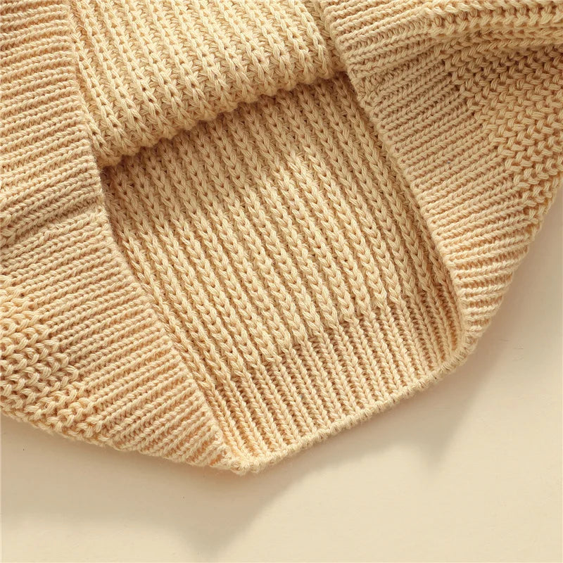 Suefunskry Newborn Baby Girl Boy Knitted Long Sleeve Autumn Winter Sweater Solid Loose Pullover Casual Tops Kids Clothes 3M-5Y