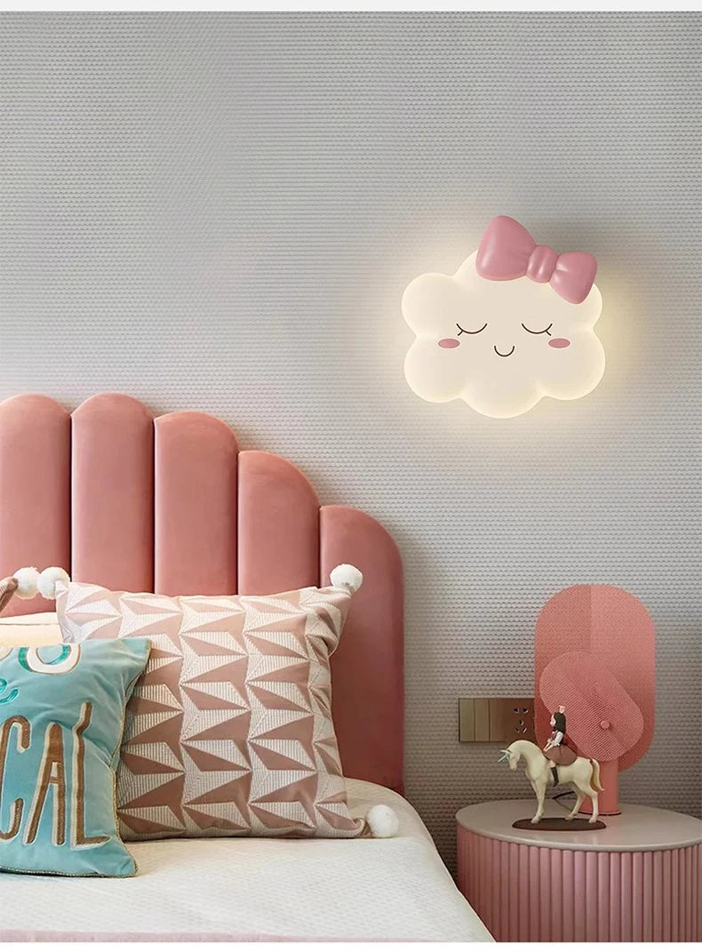 Pink Bow Cloud Wall Lamp – Kids Room