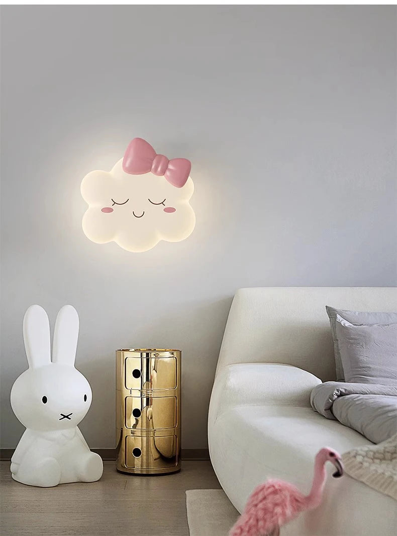 Pink Bow Cloud Wall Lamp – Kids Room