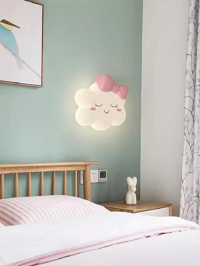 Pink Bow Cloud Wall Lamp – Kids Room