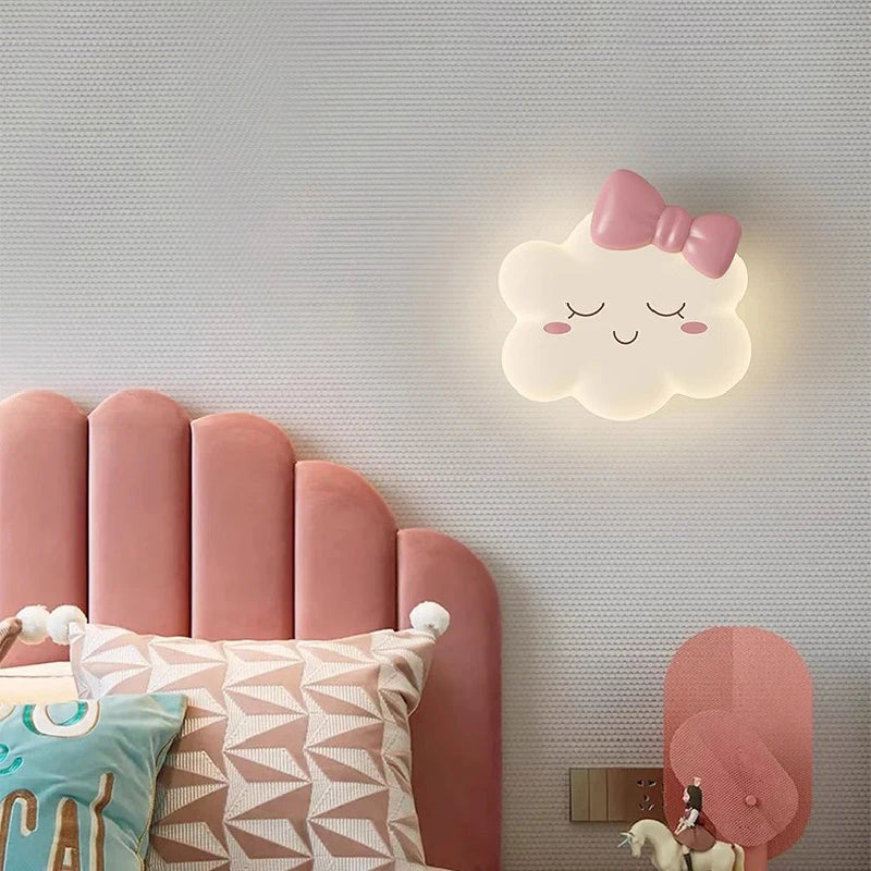 Pink Bow Cloud Wall Lamp – Kids Room