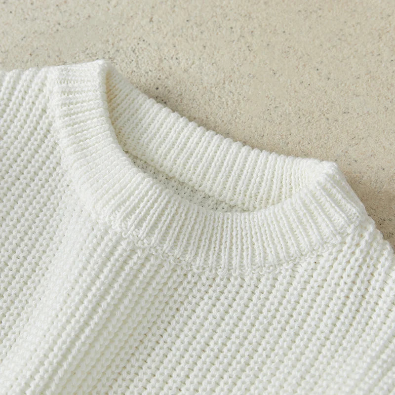 Suefunskry Newborn Baby Girl Boy Knitted Long Sleeve Autumn Winter Sweater Solid Loose Pullover Casual Tops Kids Clothes 3M-5Y
