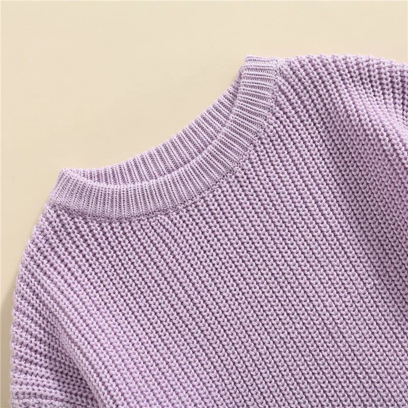 Suefunskry Newborn Baby Girl Boy Knitted Long Sleeve Autumn Winter Sweater Solid Loose Pullover Casual Tops Kids Clothes 3M-5Y