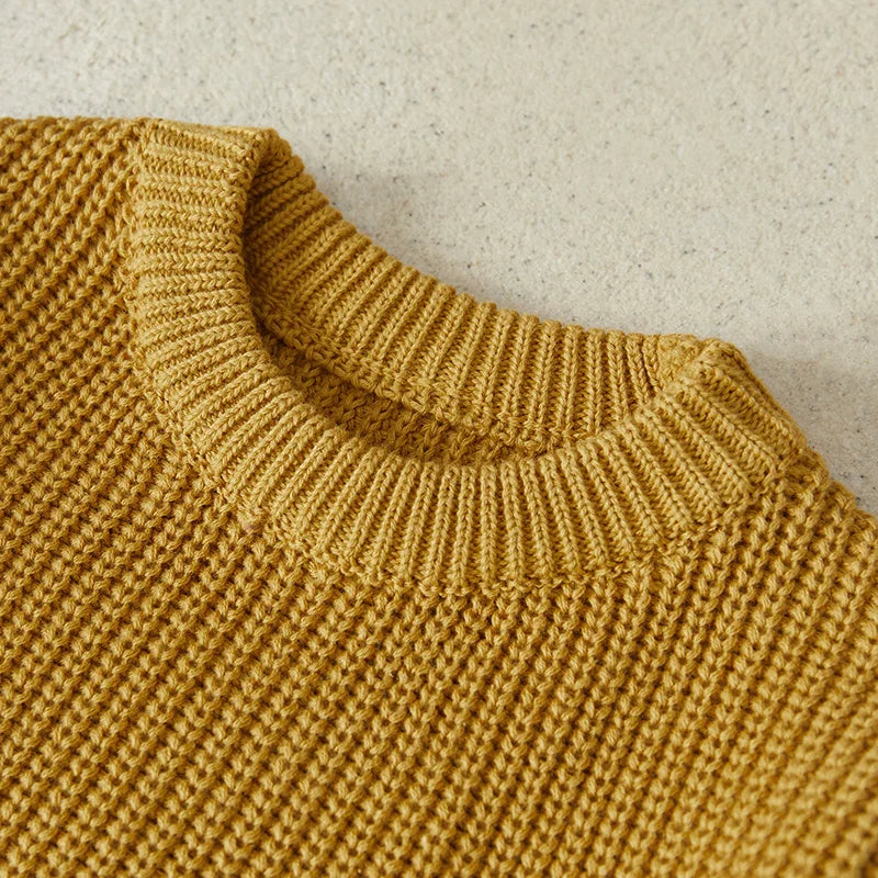 Suefunskry Newborn Baby Girl Boy Knitted Long Sleeve Autumn Winter Sweater Solid Loose Pullover Casual Tops Kids Clothes 3M-5Y