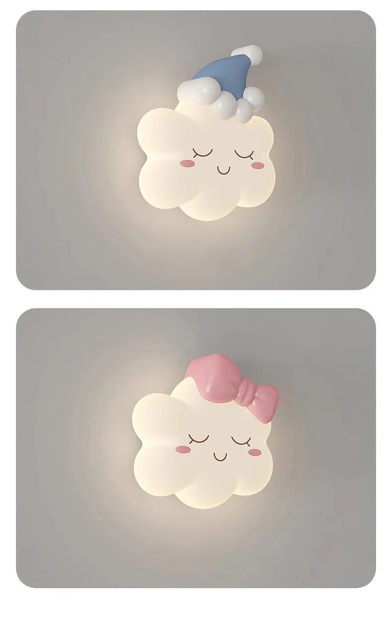 Pink Bow Cloud Wall Lamp – Kids Room