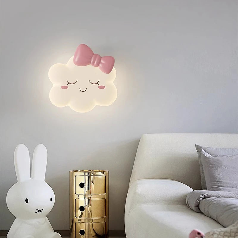 Pink Bow Cloud Wall Lamp – Kids Room