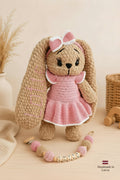 Soft knitted bunny and pacifier holder